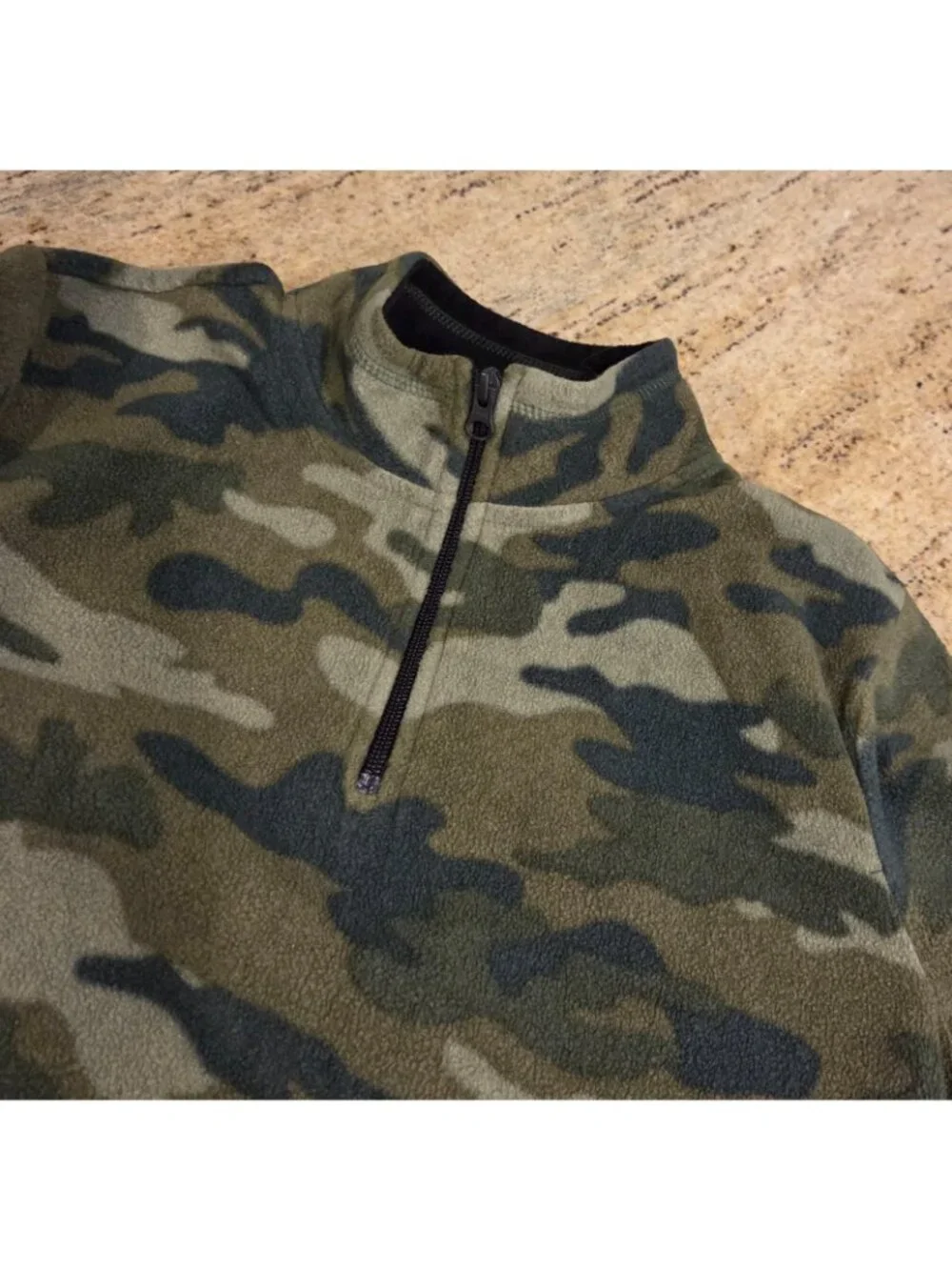 New! Boys 14 Childrens Place 1/4 Zip Camo Fleece Pullover & Cat Jack Blue Shorts